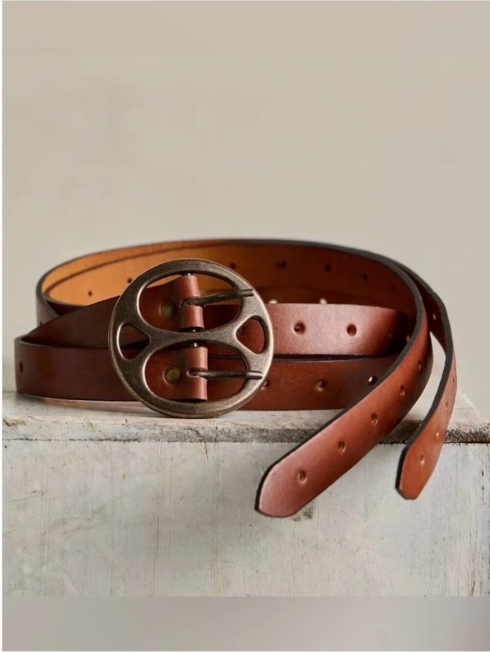 Free People NWT highland brown leather hip belt size S/M
